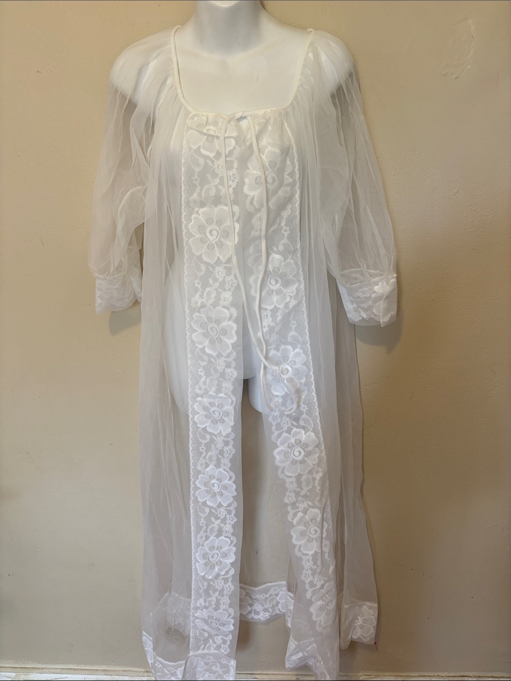 Sheer White Lace-Trim Robe - Women’s Intimates